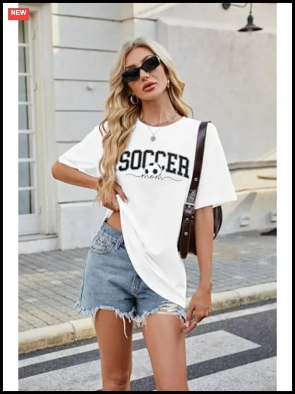 Oversized Soccer Mom Graphic Tee Short Sleeve T-Shirt Cotton Blend Gift